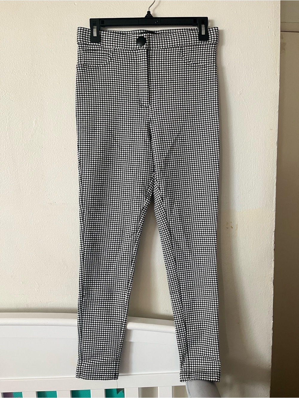 Zara Black and White Check Slim Chinos